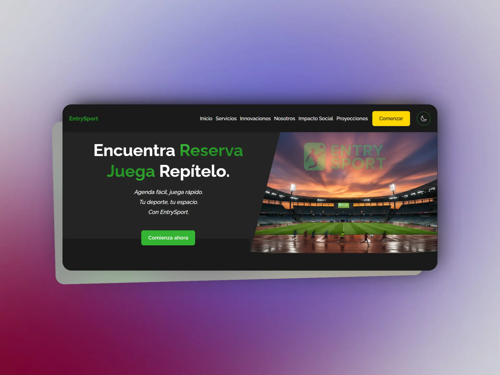 Captura de pantalla del proyecto Landing Entrysport