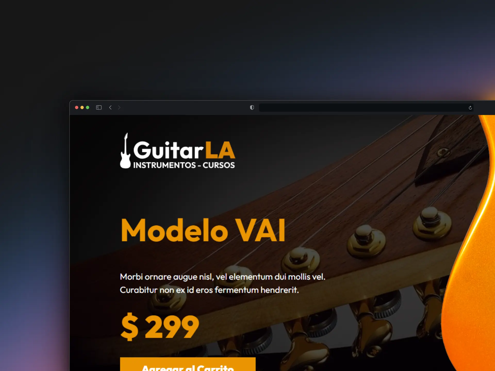 Captura de pantalla del proyecto GuitarLA